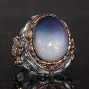 Powerful Arabic Genie Ring with Ifrit Spirit | Opal stone خاتم السحر الأسود العربي Authentic Magical Djinn Ring for Protection, Wealth Power