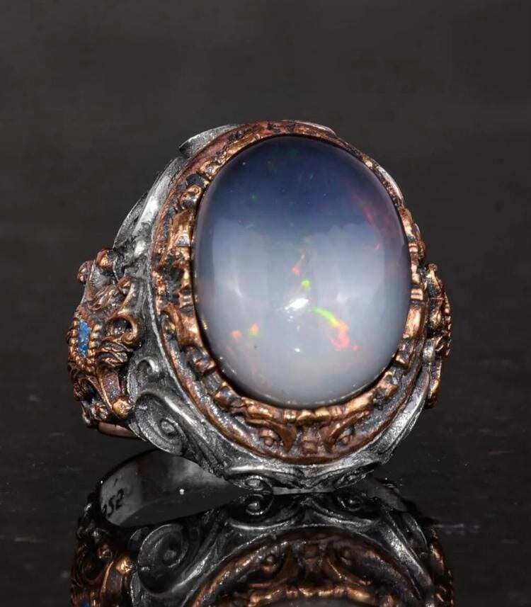 Djinn Khodam — Powerful Arabic Genie Ring with Ifrit Spirit | Opal stone خاتم السحر الأسود العربي Authentic Magical Djinn Ring for Protection, Wealth Power — view 1