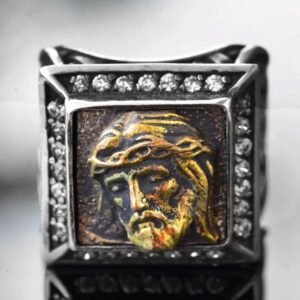 Anneau de signature▁Jésus▁Sauveur, Anneau en▁argent sterling▁fait main, Talisman▁mystique▁chrétien, Anneau de protection▁spirituelle, Cadeau de▁bijoux▁gothiques