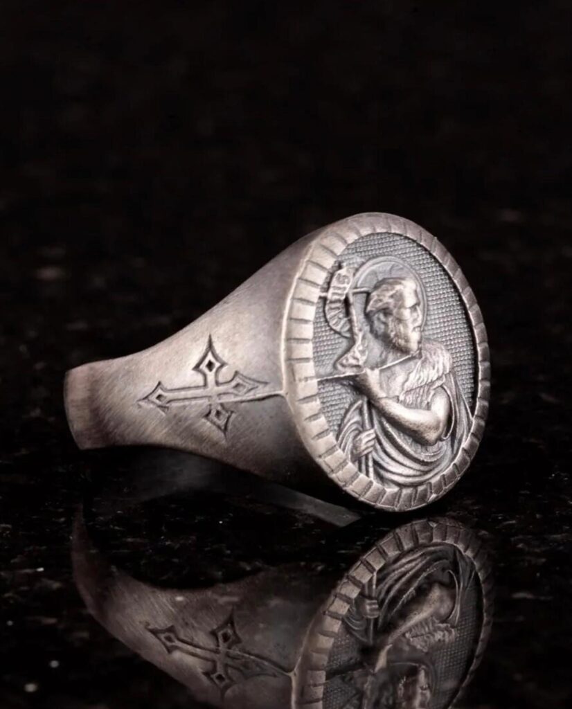 Djinn Khodam — Jesus Savior Signet Ring, Handmade Sterling Silver Ring, Mystical Christian Talisman, Spiritual Protection Ring, Gothic Jewelry Gift — view 1
